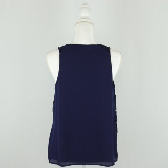 Banana Republic Women's Medium Blue V-Neck Lace Double Layer Tank Top - Picture 3 of 7